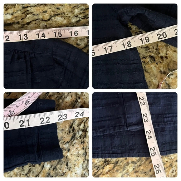 Ann Taylor Loft Button Down Blouse Top Navy Blue  Long Sleeves 100% Cotton XS - Picture 5 of 8